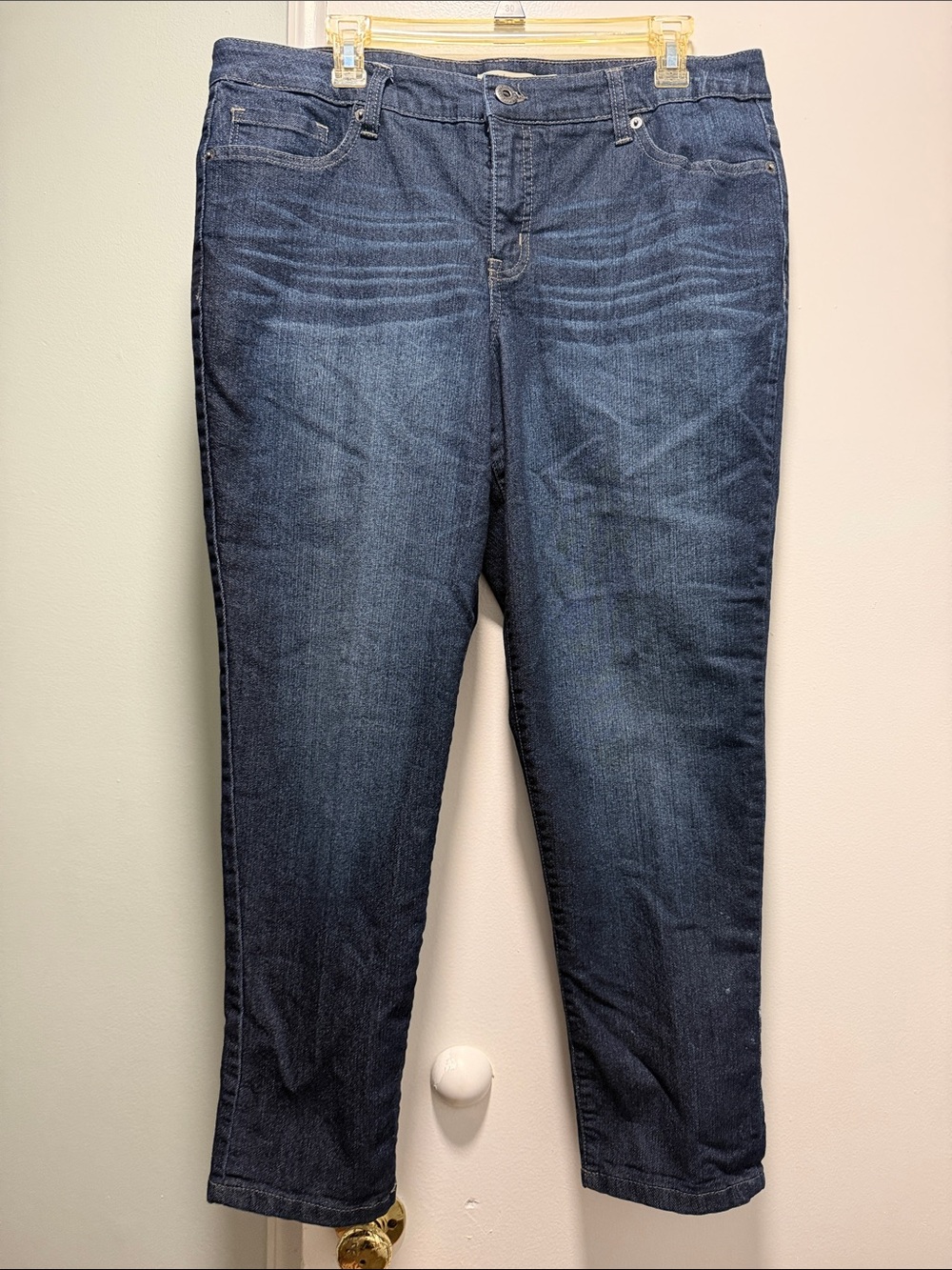 Faded Glory Dark Blue Ankle Crop Stretch Jeans